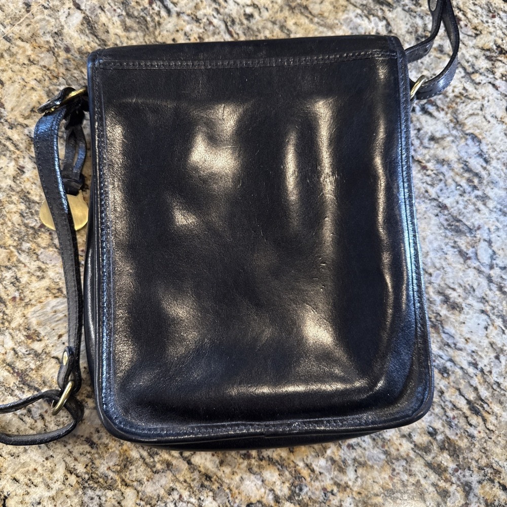 Vintage~ Brahmin Saddle Leather Black Small Crossbody Flap Messenger Bag - Picture 5 of 9